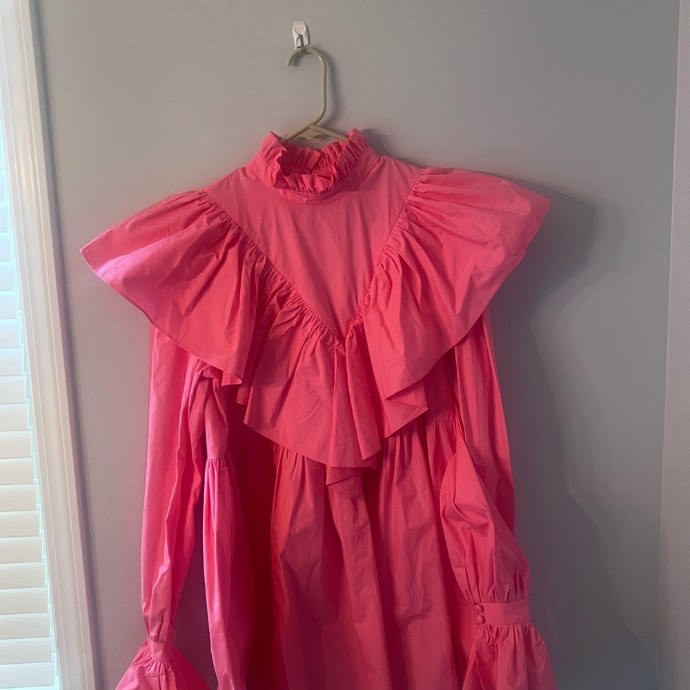 ASOS Pink Ruffled High-Neck Dress